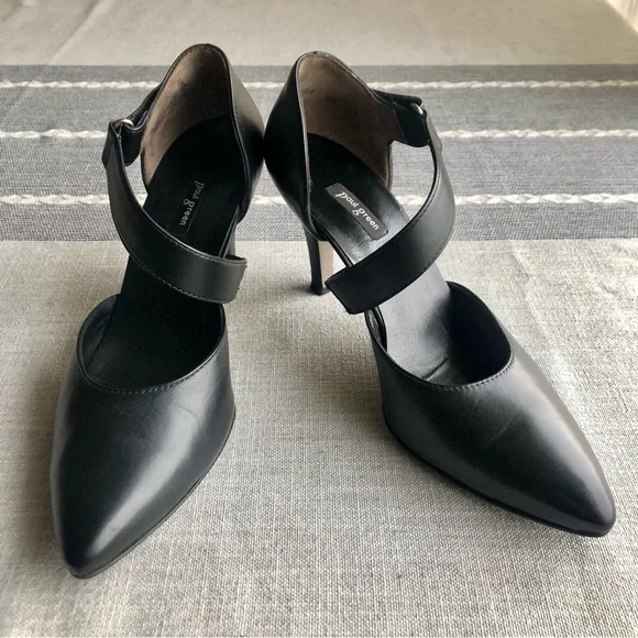 Excellent Paul Green Desire D'orsay Strappy Pumps in Black Leather, US Size 9 - Picture 2 of 8